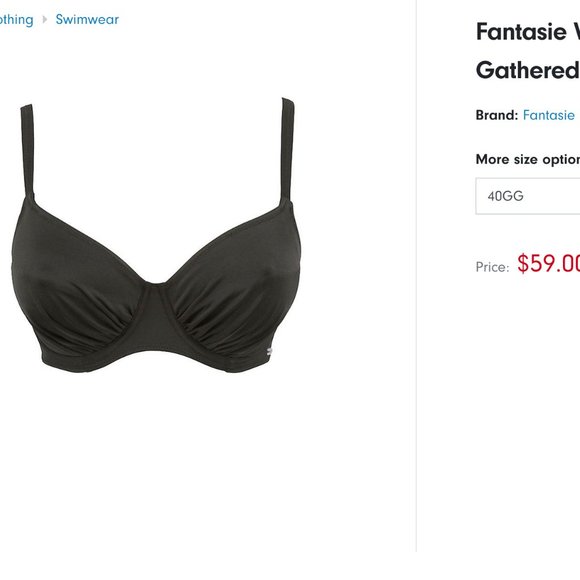 Fantasie Versailles FS5749 W Underwired Gathered Bikini Top Black (BLK) - Picture 1 of 2